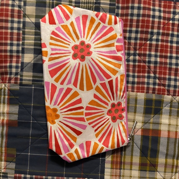 Clinique Handbags - Clinique Pink and Orange Floral cosmetic bag